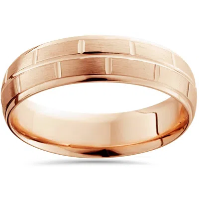 Pompeii3 6mm 14k Rose Gold Hand Carved Brushed Wedding Band Size Selectable In Multi