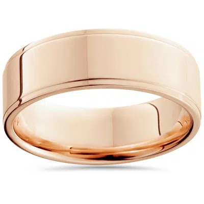 Pompeii3 6mm 14k Rose Gold High Polished Step Cut Wedding Band Size Selectable In Multi