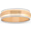 Pompeii3 6mm 14k White & Yellow Gold Two Tone Brushed Wedding Band Mens Beveled Ring In Multi