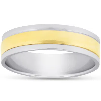 Pompeii3 6mm 950 Platinum & 18k Gold Two Tone Wedding Band Ring In Multi