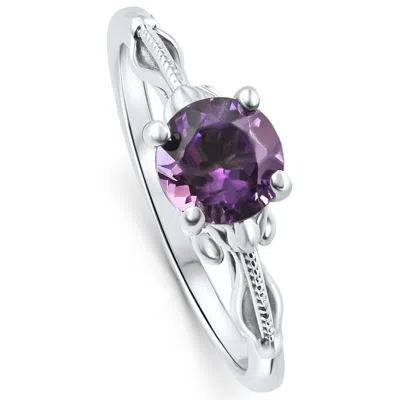 Pompeii3 6mm Amethyst Solitaire Ring Gold In Purple