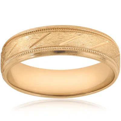 Pompeii3 6mm Brushed Hand Carved Wedding Band 10k Yellow Gold Size Selectable In Multi