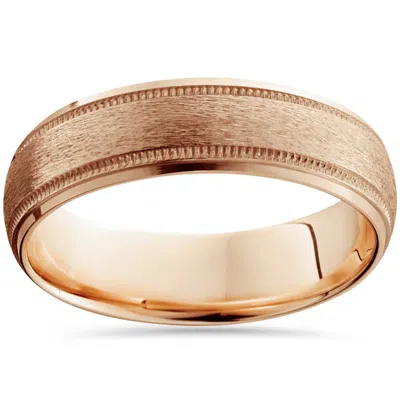 Pompeii3 6mm Brushed Milgrain Mens Wedding Band 14k Rose Gold Size Selectable In Multi