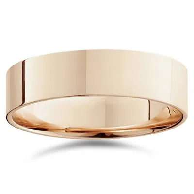 Pompeii3 6mm Flat High Polished Plain Wedding Band 14k Rose Gold Size Selectable In Multi