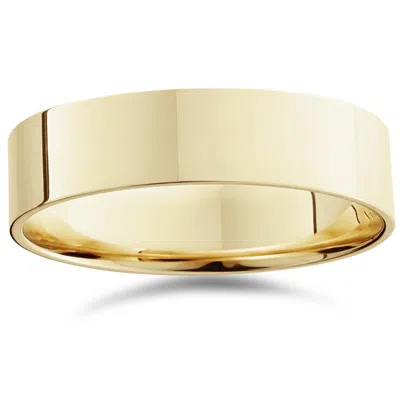 Pompeii3 6mm Flat High Polished Wedding Band 14k Yellow Gold Size Selectable