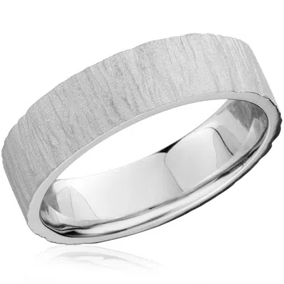 Pompeii3 6mm Flat Mens 10k White Gold Textured Wedding Band Size Selectable In Multi
