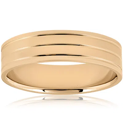 Pompeii3 6mm Flat Yellow Gold Wedding Band 14k Mens High Polished Ring