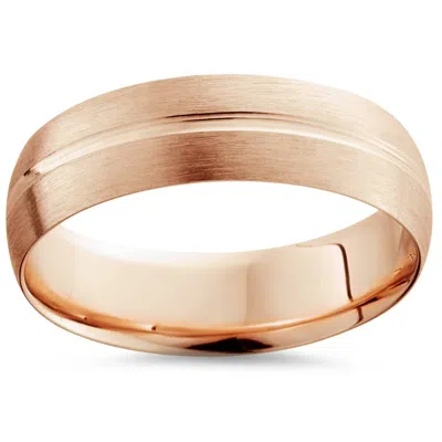 Pompeii3 6mm Low Dome 14k Rose Gold Single Groove Brush Finish Wedding Band In Multi