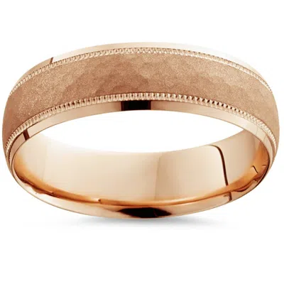 Pompeii3 Mens Hammered Wedding Band 14k Rose Gold 6mm Size Selectable In Multi