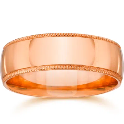 Pompeii3 6mm Milgrain 14k Rose Gold Polished Wedding Band Size Selectable In Orange