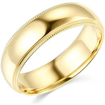 Pompeii3 6mm Milgrain Plain High Polished Dome Wedding Band 10k White, Yellow, Rose Gold In Silver