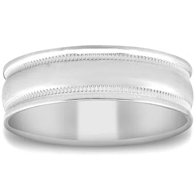 Pompeii3 6mm Solid 14k White Gold Mens Hand Carved High Polished Wedding Band Mens Ring In Multi