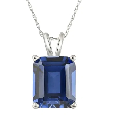 Pompeii3 7 1/2ct Blue Sapphire Diamond Solitaire Pendant 14k Gold Necklace Lab Grown