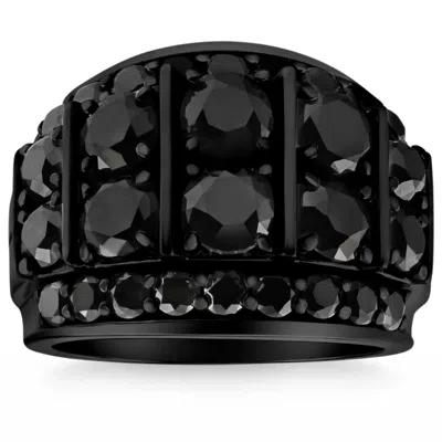 Pompeii3 7 1/4ct Tw Black Diamond Men's Ring 10k Black Gold In White