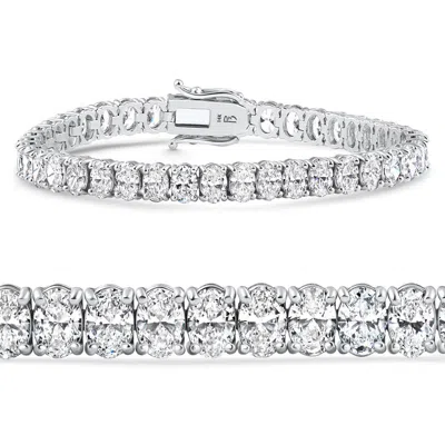Pompeii3 7 - 21ct Tw Oval Diamond Tennis Bracelet 14k Gold 7" Lab Grown In White