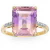 Pompeii3 7 Ct Emerald Cut Amethyst Diamond Ring In 10k Yellow Gold In Multi