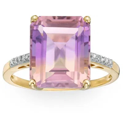 Pompeii3 7 Ct Emerald Cut Amethyst Diamond Ring In 10k Yellow Gold In Multi
