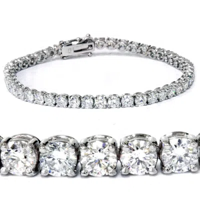Pompeii3 7 Ct T. W. Round Lab Grown Diamond Tennis Bracelet 14k White Gold 7" In Silver
