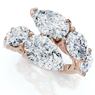 Pompeii3 7.10ct Pear & Oval Shape Bypass Ring Gold Lab Grown In Multi