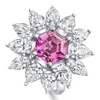 Pompeii3 7.18ct Pink Topaz Diamond Anniversary Ring White Gold Lab Grown Size: 7