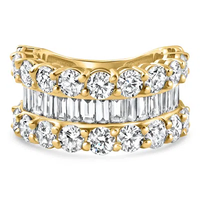 Pompeii3 7.50ct Wide Diamond Ring Stackable Anniversary Ring Yellow Gold Lab Grown In Multi