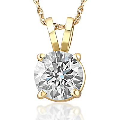 Pompeii3 .75ct Round Cut Diamond Solitaire Pendant Necklace In 14k White Or Yellow Gold