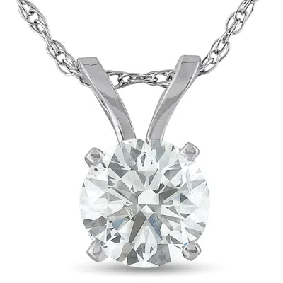 Pompeii3 .75ct Round Cut Diamond Solitaire Pendant Necklace In 14k White Or Yellow Gold