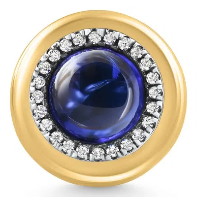 Pompeii3 7.62ct Natural Tanzanite & Lab Grown Diamond Button Ring 14k Yellow Gold Size: 7