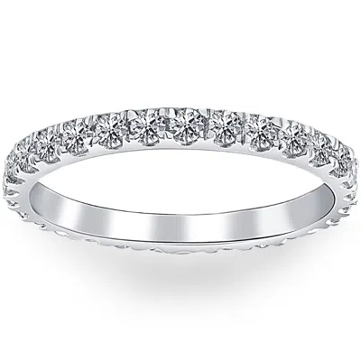 Pompeii3 7/8 Ctw Diamond Eternity Ring Stackable French Prong Wedding Band 14k Gold White In Multi
