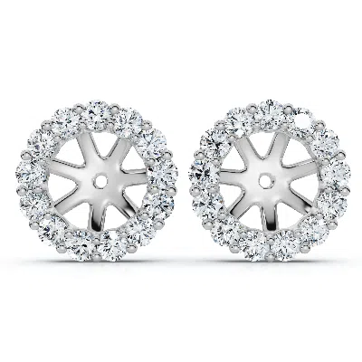 Pompeii3 7/8ct Diamond Earring Jacket 14k Gold Fits 6-6.5mm Round Stone Lab Grown Size: Small In Silver