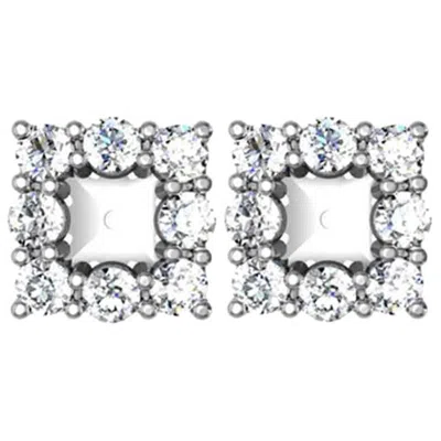 Pompeii3 7/8ct Diamond Earring Princess Cut Studs Jackets 14k (2.5-3.5mm) In Metallic