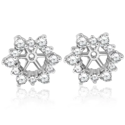 Pompeii3 7/8ct Diamond Earring Studs Jackets 14k White Gold (5.5-6mm) In Multi