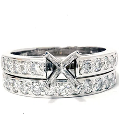 Pompeii3 7/8ct Diamond Semi Mount Ring Set 14k White Gold In Multi