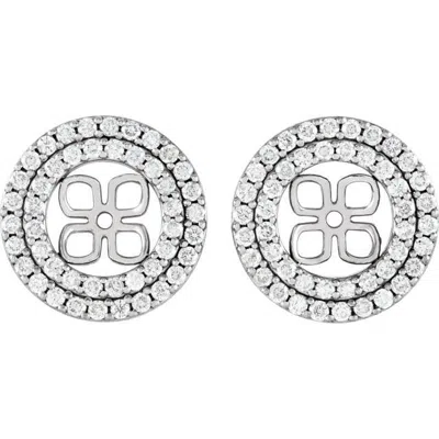 Pompeii3 7/8ct Double Halo Diamond Earring Jackets 14k White Gold (for 8mm Pearls) In Multi
