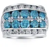 Pompeii3 7ct Blue Diamond Men's Four Row Anniversary Ring In 10k White Gold In Multi
