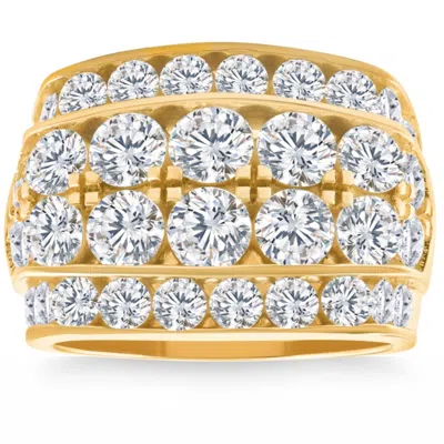 Pompeii3 7ct Diamond Men's Four Row Anniversary Ring In 10k Yellow Gold In Multi