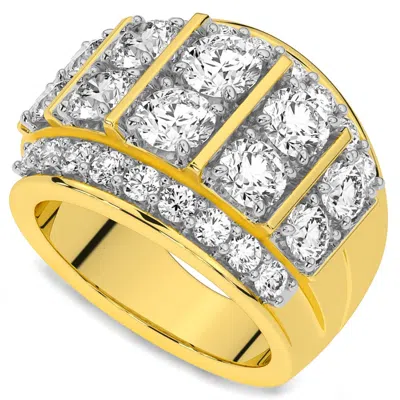 Pompeii3 7ct Diamond Mens Anniversary Ring In 10k Yellow Gold In Multi