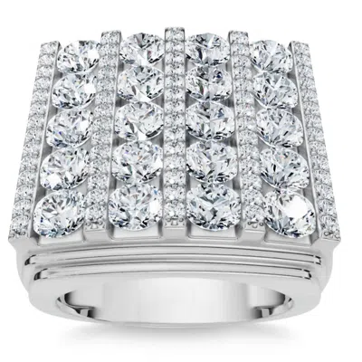 Pompeii3 7ct Diamond Ring Mens Round Flashy Polished Wedding Band In White Or Yellow Gold In Silver