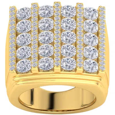 Pompeii3 7ct Diamond Ring Mens Round Flashy Polished Wedding Band In White Or Yellow Gold In Multi