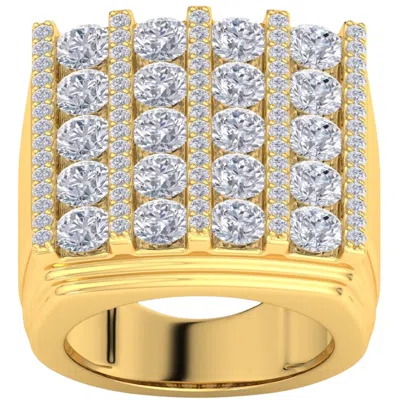 Pompeii3 7ct Diamond Ring Mens Round Flashy Polished Wedding Band In White Or Yellow Gold In Silver