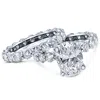 Pompeii3 7ct Moissanite Oval Eternity Engagement Wedding Ring Set In 14k White Gold In White