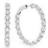 Pompeii3 7ct Tw Round Diamond Inside Outside Hoops Vault Lock 14k White Gold Lab Grown In Metallic