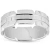 Pompeii3 7mm 14k White Gold Mens Brushed Handmade Wedding Band In Multi