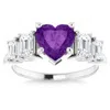POMPEII3 7MM AMETHYST FIVE-STONE DIAMOND HEART SHAPE RING IN 14K WHITE OR YELLOW GOLD