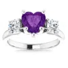 Pompeii3 7mm Amethyst Three-stone Diamond Heart Shape Ring In 14k White Or Yellow Gold In Purple