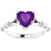 Pompeii3 7mm Amethyst Vintage Diamond Heart Shape Leaf Ring In 14k White Or Yellow Gold In Multi