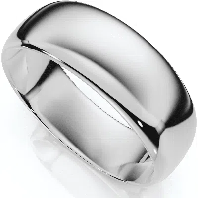 Pompeii3 7mm Dome High Polished Wedding Band 14k White Gold Size Selectable In Silver
