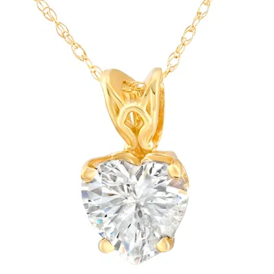 Pompeii3 7mm Heart Shape Women's White Topaz Pendant 14k White Or Yellow Gold Necklace