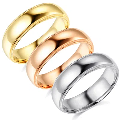 Pompeii3 6mm Milgrain Plain High Polished Dome Wedding Band 10k White, Yellow, Rose Gold In Multi