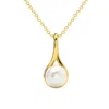 Pompeii3 7mm Pearl Solitaire Pendant 14k Gold 18" Necklace 18mm Tall In Multi